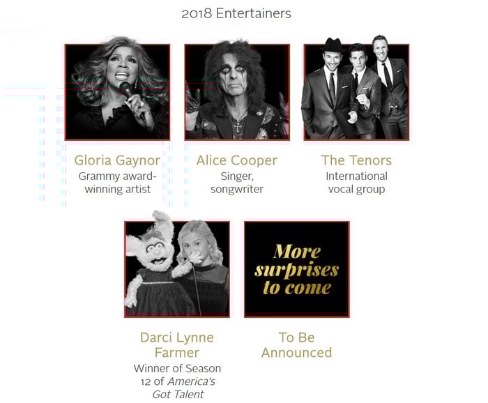 2018 Starkey GALA_出演芸能人
