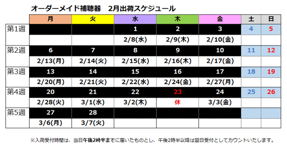 202302納期表