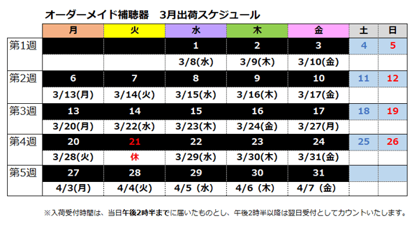 202303納期表